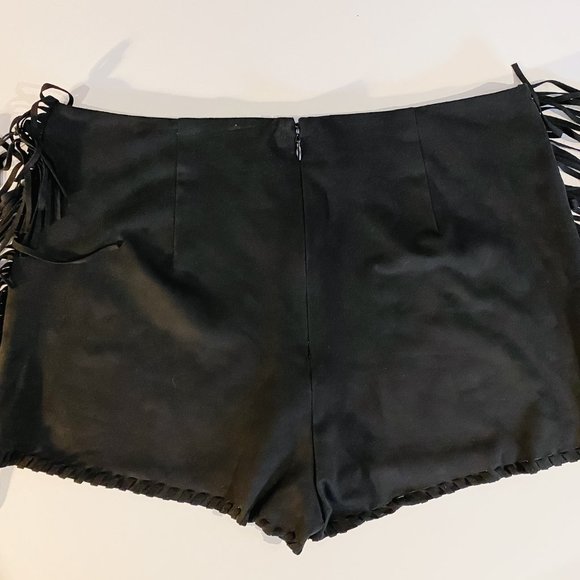 Black Forever 21 Suede Fringe Shorts - Picture 2 of 5